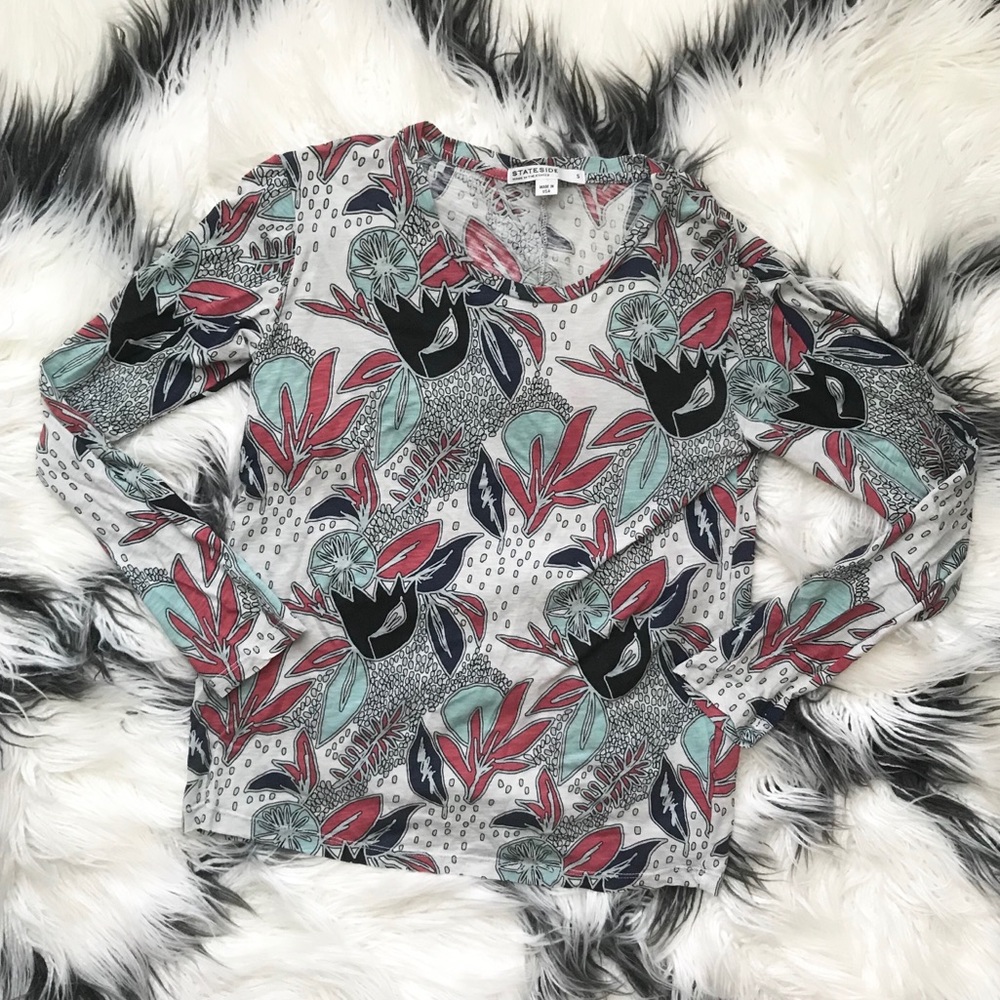 Stateside NWOT Floral Pattern Long Sleeve Tee sz S